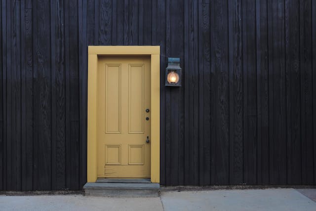 A yellow front door.