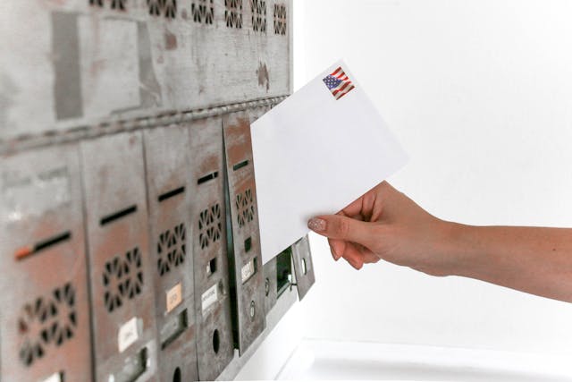 A person mailing a letter.