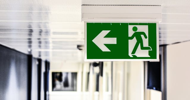 An emergency exit sign.